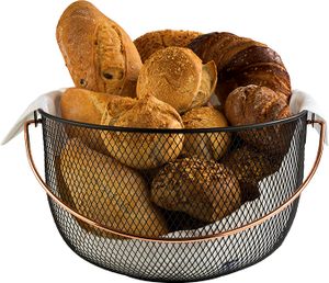 APS Brot - und Obstkorb, Metallkorb, schwarzer Korb mit Griff in Kupferoptik, Ø 30 cm, 19 cm Höhe