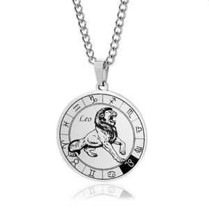 Halskette Sternzeichen Löwe Silber Edelstahl Damen Herren Sternzeichenkette Kette Unisex Edelstahlkette