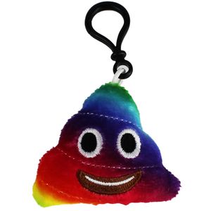 Emoji Schlüsselanhänger KACKHAUFEN REGEBOGENFARBEN Smiley aus Plüsch hochwertige Emoticon Anhänger mit Karabiner-Haken