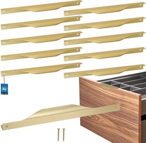 KOTARBAU® 10er Set Möbelgriff Möbelgriffe Schrankgriffe 256 / 276 mm ZnAl Küchengriffe Gold Griffe Möbel Türgriff Profilgriff Türgriffe Küche Schubladengriffe Griffe für Küchenschränke Modern