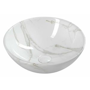 Design Keramik Aufsatzwaschbecken Waschbecken Waschschale weißer Marmor DALMA