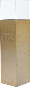 VIVANNO Windlicht Alu-Verbund CANDELA Rechteckig, Gold Blattoptik hochglanz - 25x25x100 cm