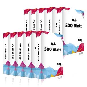 SPS Kopierpapier (5.000 Blatt, 80 g/m², DIN A4 Papier, weiß Druckerpapier) 10 pack
