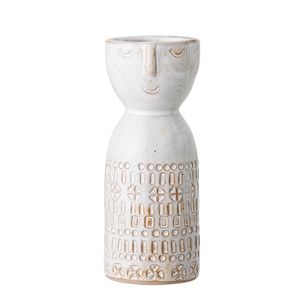 Bloomingville Vase Creme Weiß Rund mit Gesicht 6x14 cm