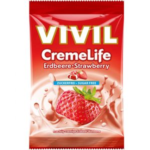 Vivil Creme Life Erdbeer fruchtige Lutschbonbons zuckerfrei 110g