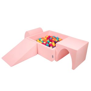 KiddyMoon Spielplatz Aus Schaumstoff Mit 200 Bälle 7cm Hindernisläufen Version 2 Quadrat Bällebad Mit Bunten Bällen Für Babys Und Kinder