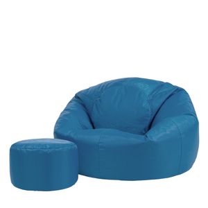 Bean Bag Bazaar Klassischer Sitzsack mit Hocker, Blaugrün, Sitzsack Für Erwachsene Groß, Sitzsack mit Füllung, Indoor Outdoor Sitzkissen Wasserabweisend - Hergestellt in Deutschland