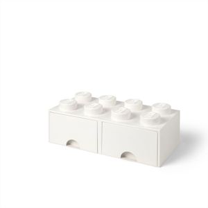 LEGO Aufbewahrungsbox mit Schublade mit 8 Noppen, weiß