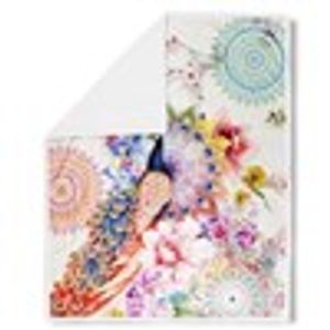 Hip Wohndecke mit ein Pfau, Blumen und Mandalas - 130x160 cm - 100% Polyvelvet/ Sherpa