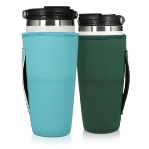 kwmobile 2x Neopren Flaschenhülle für 900ml Becher - Sleeve für to-go Trinkbecher - Thermo Hülle in Blau Grün - Cover für Becher