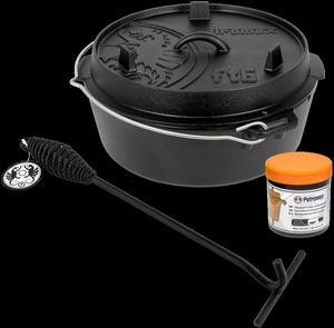 Petromax Dutch Oven FT6-6QT (mit Beinen) Set - Pfanne + Deckelheber +