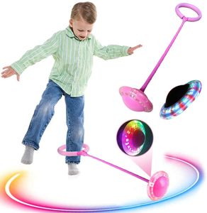Kinder Blinkender Springring, Knöchelsprungball Glühender Springender Ball Blinkender Sprungball Fettverbrennungsspiel für Kinder und Erwachsene Rosa
