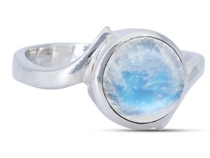 Ring 925 Silber mit Regenbogen Mondstein, Ringgröße:54 mm / Ø 17.2 mm