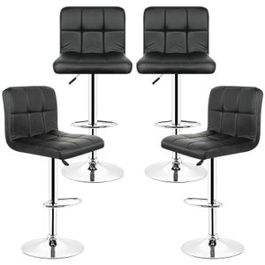 4x Barhocker,Drehbare Barhocker mit Lehne,Tresenhocker Höhenverstellbar aus Kunstleder, Moderner Barstuhl Küchenhocker Bar Hocker( Schwarz, 4er Set)