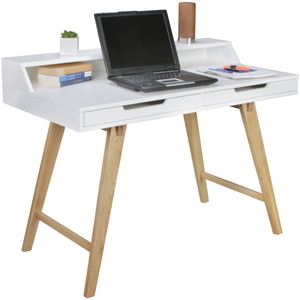 Schreibtisch Konsole Sekretär MATI 110x85x60 cm Weiss matt- Eiche
