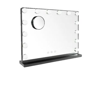 Schminktischspiegel, beleuchtet mit 3 Farbmodi, Vergrößerung, 50x40cm schwarz, 220-240V