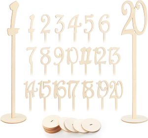 1-20 Hochzeit Tischnummern Holz tischkartenhalter Halter Basis Holz Nummern für Hochzeit Party Tabelle Dekoration