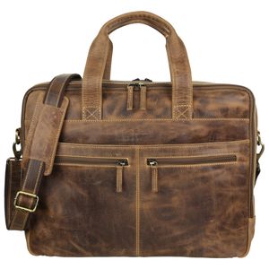 Greenburry Businesstasche Vintage Leder Officebag Aktentasche Briefcase braun 43x34cm mit Notebookfach