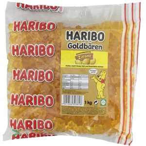 Haribo Goldbären Zitrone (1kg Beutel Gummibärchen gelb) sortenrein