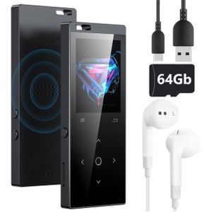 128 GB MP3-Player Musik-Player mit Bluetooth 5.2 HiFi Sound HD-Lautsprecher Diktiergerät schwarz