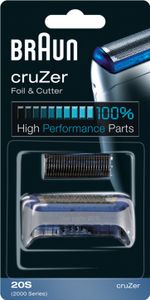 Braun CruZer 20S, Holiaca hlava, 1 hlava/hlavy, Modrá, Strieborná, Plast, Kov, Braun, geschikt voor cruZer 6 face, cruZer 6 beard & head, cruZer 6 body, cruZer 5 beard, cruZer 4 face