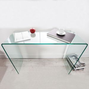 cagü: Design GlasSchreibtisch Schreibtisch [MAYFAIR] Glas transparent 100cm x 35cm