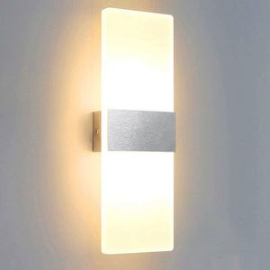 Fiqops LED Wandleuchte Innen/Außen Wandleuchten Modern  Wandlampe Wandbeleuchtung Treppenhaus Flur Warmweiß 12W