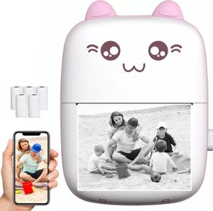 Mini Drucker Taschendrucker Thermofotodrucker Bild Fotoetiketten Memo Quittungspapierdrucker Fotodrucker für Smartphone Kompatibel mit Android,iOS