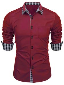 Herren Hemden Baumwolle Sommer Shirts Casual Plaid Tops Freizeithemd Lässig Oberteile Rotwein,Größe S