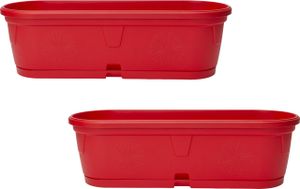 2x Pflanzkübel Blumenkasten Blumentopf Blumenkübel länglich wetterfest 50 cm rot