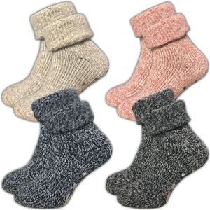 4 Paar Damen Stoppersocken | ABS Socken | Wollsocken | Kuschelsocken | Anti Rutsch