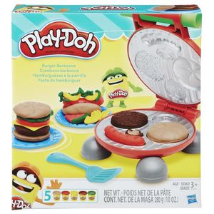 Hasbro Play-Doh Burger Party - plastelína - hnedá - zelená - ružová - červená - žltá - plastové vedierko - 5 ks - 5 farieb - od 3 rokov