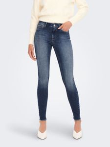 Damen ONLY Skinny Fit Ankle Jeans | Stretch Denim Hose Fransen am Saum | ONLBLUSH Cropped Röhrenjeans, Farben:Blau, Größe:XL / 32L