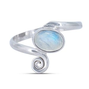 Ring PANTAI aus 925er Sterling Silber, Ringgröße:60, Stein:Regenbogen Mondstein