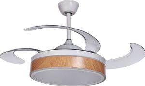 BELIANI Stropný ventilátor so svetlom biely syntetický materiál železné zasúvacie lopatky diaľkové ovládanie moderná tradičná obývačka