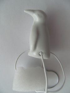 Porzellan Tropfenfänger Pinguin, weiß, für Kaffee- oder Teekannen, Figur Tier Pinguine