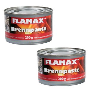 2 x 200g Flamax Brennpaste für Innen und Außen, Buffets, Grill und BBQ