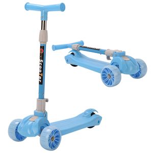 LED Kinder Roller Scooter Klappbar Höheverstellbaren 3 Räder für Kinder 2-8 Jahre in Blau