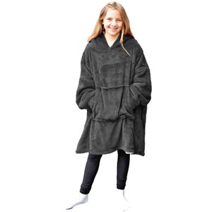 HOMELEVEL Kinder Sherpa Hoodie Pullover - Pulli mit Kapuze für Jungs und Mädchen - Kuschel Sweatshirt oversized - Kuschelpullover - 100% Polyester