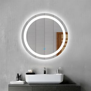 LED Rund Badspiegel 60cm mit Beleuchtung Badezimmerspiegel Kaltweiß Lichtspiegel mit Touchschalter IP44 Beschlagfrei Energiesparend Hessen-Serie