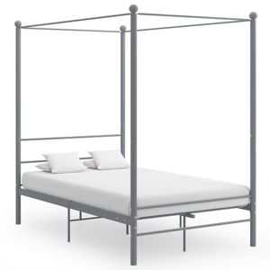 TOP Haus- Bettgestell Erwachsenenbett langlebig,Himmelbett Grau Metall 140x200 cm Jugendbetten Sleeping Schlafzimmers Einfach zu installieren