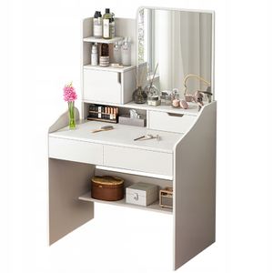 Kosmetický stolek se zrcadlem pro make-up bílý velký skandinávský styl Kosmetický stolek se zrcadlem pro make-up bílý velký skandinávský styl
