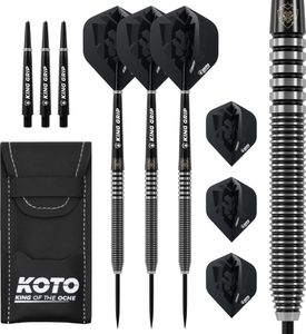 KOTO - Zoom Black Electro 90% Darts 21 G, Schwarz, Dart-Set inkl. 3 Barrels,Flights + Shafts & Dartwallet, Fester Ringgrip KOTO - Zoom Black Electro 90% Darts 21 G, Schwarz, Dart-Set inkl. 3 Barrels,Flights + Shafts & Dartwallet, Fester Ringgrip