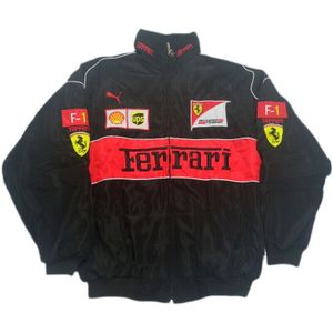 Erwachsene F1 Team Racing Ferrari Jacken Schwarz Embroidery Baumwolle Padded M=S