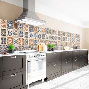 Küchenrückwand Spritzschutz Selbstklebend, Motiv Portugiesische Fliesen, Folie Premium Glanz, Größe 300 x 60 cm