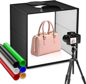 Fotostudio Set Photobox, Couleeur Professionelle Lichtbox Fotobox Tragbarer Fotografie Lichtzelte mit 120 LEDs Verstellbares Licht, 3 Farben mit