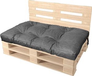 Pillows24 - Vankúš na palety odolný voči vode a UV žiareniu - Vankúš na sedenie | Vankúš na europalety 120x80 - Nábytok z paliet - Vonkajší/vnútorný, tmavosivý