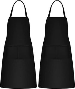 2 Stück Schürze Wasserdicht Kochschürze mit Taschen Schwarze Schürze Unisex Schürze für Damen und Herren Kochenschürze Küchenschürze für Küche, Restaurant, café