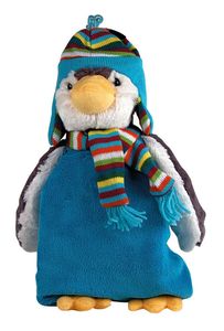 Wärmflasche Kinder XXL zum Kuscheln 0,8 L buntes Kuscheltier Pinguin Paul 45 cm