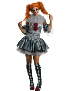 Pennywise-Damenkostüm Es Halloween-Kostüm grau-rot
